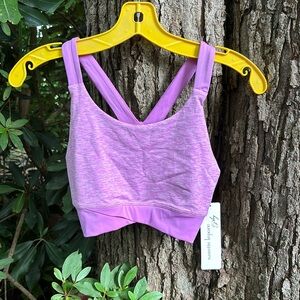 NWT Nanette LEPORE Play Violet Sports Bra Top Reversible Heather Purple Mesh S